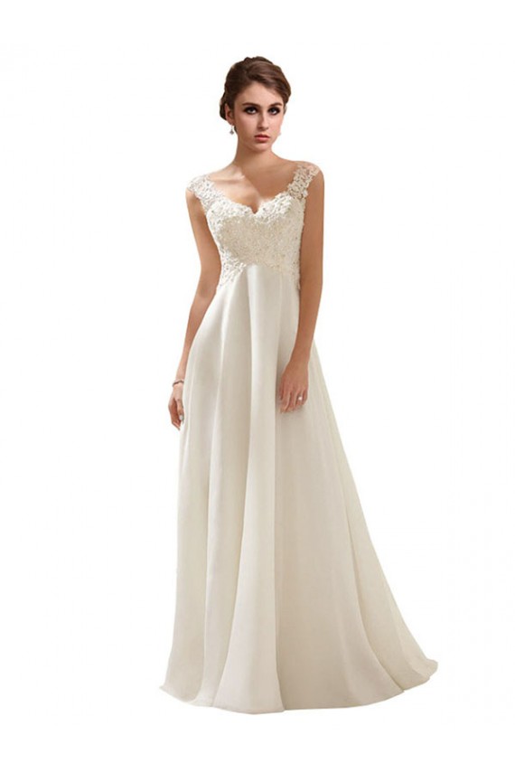 Soft Chiffon & Lace Low Back Sweep Train V-Neck A-Line Wedding Dress Sudbury