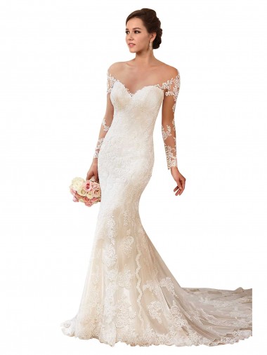 Lace Chapel Train Sweetheart Mermaid Wedding Gowns Sudbury