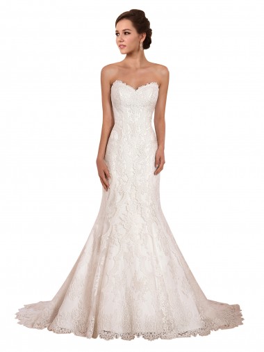 Lace Chapel Train Sweetheart Mermaid Sexy Wedding Dress Sudbury