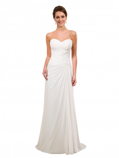 Soft Chiffon Chapel Train Sweetheart Sheath Wedding Gowns Sudbury