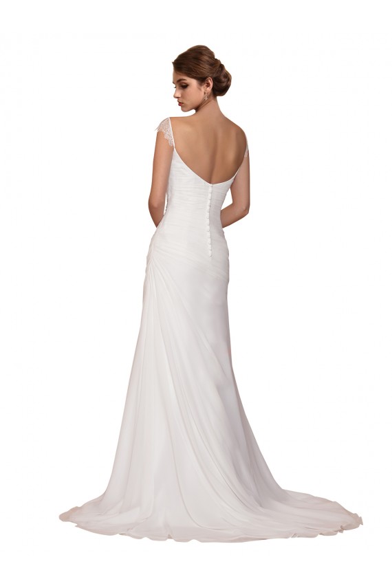 Soft Chiffon Chapel Train V-Neck Sheath Wedding Dress Sudbury