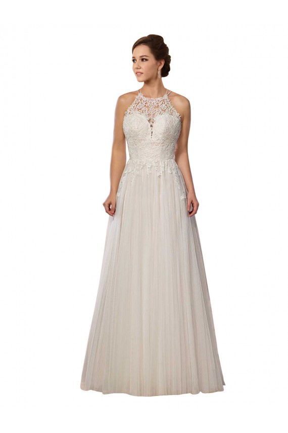 Tulle Sweep Train Illusion Neck A-Line Wedding Dress Sudbury