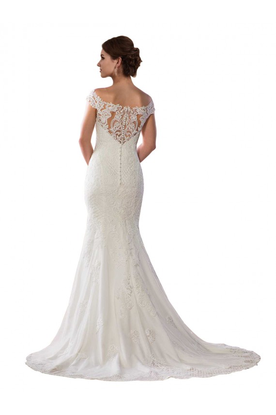 Lace Cap Sleeves Off the Shoulder Ivory Mermaid Boho Wedding Dress Sudbury
