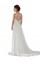 Soft Chiffon Sweep Train Illusion Neck A-Line Boho Wedding Dress Sudbury