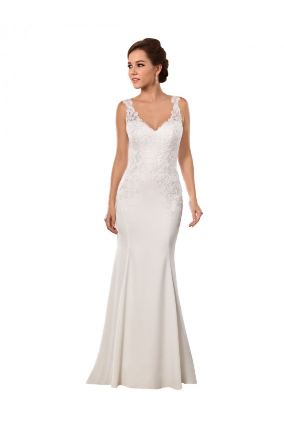 Lace & Stretch Crepe Chapel Train V-Neck Mermaid Sexy Wedding Dress Sudbury