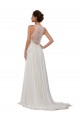 Soft Chiffon Chapel Train Illusion Neck Sheath Wedding Dress Sudbury