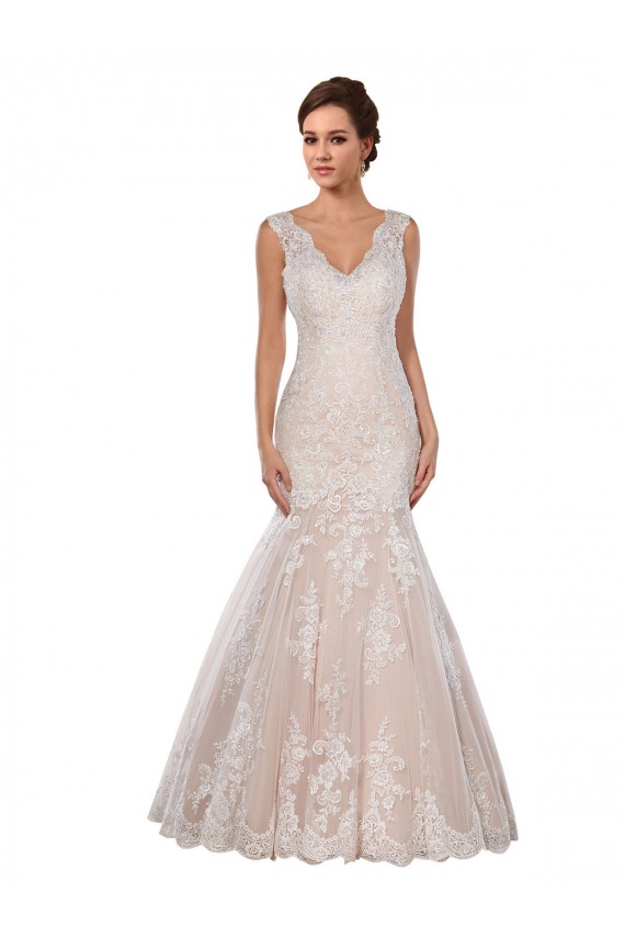 Lace Chapel Train V-Neck Mermaid Modern Wedding Dress Sudbury