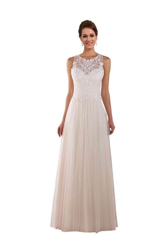 Tulle & Lace Chapel Train High Neck A-Line Boho Wedding Dress Sudbury