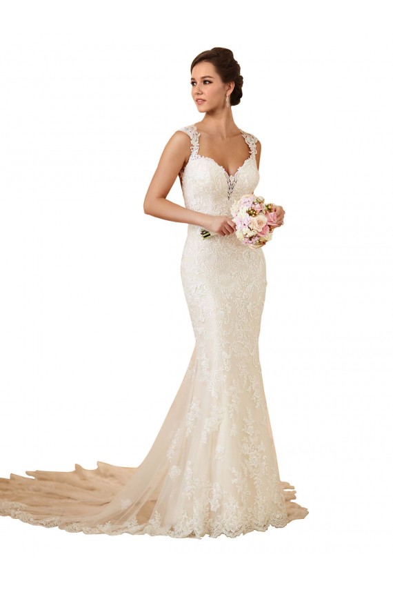 Lace Keyhole Back Chapel Train Sweetheart Mermaid Modern Wedding Dress Sudbury