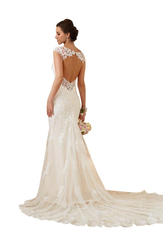 Lace Keyhole Back Chapel Train Sweetheart Mermaid Modern Wedding Dress Sudbury