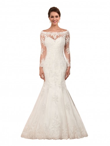 Lace Chapel Train Bateau Neck Mermaid Sexy Wedding Dress Sudbury