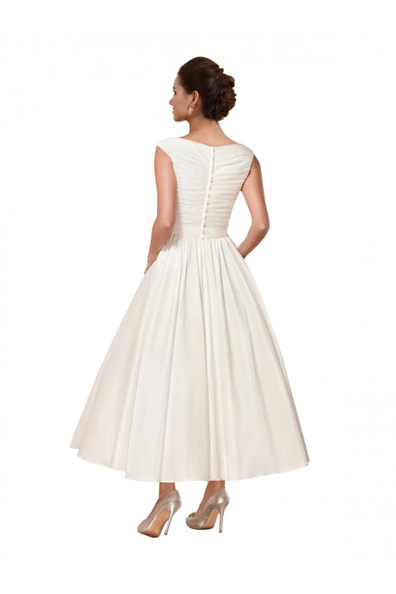 Satin Ankle Length V-Neck A-Line Wedding Dress Sudbury