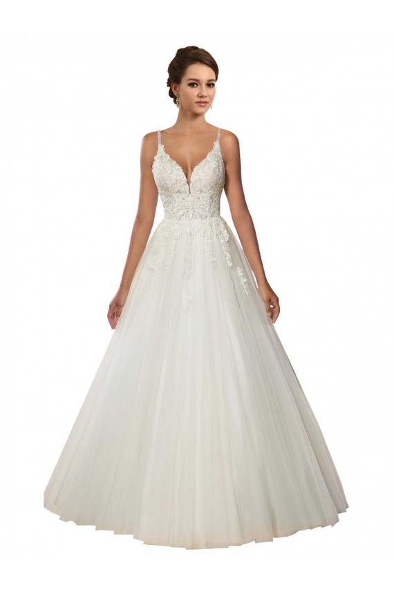 Tulle & Lace Chapel Train Spaghetti Straps Ball Gown Boho Wedding Dress Sudbury