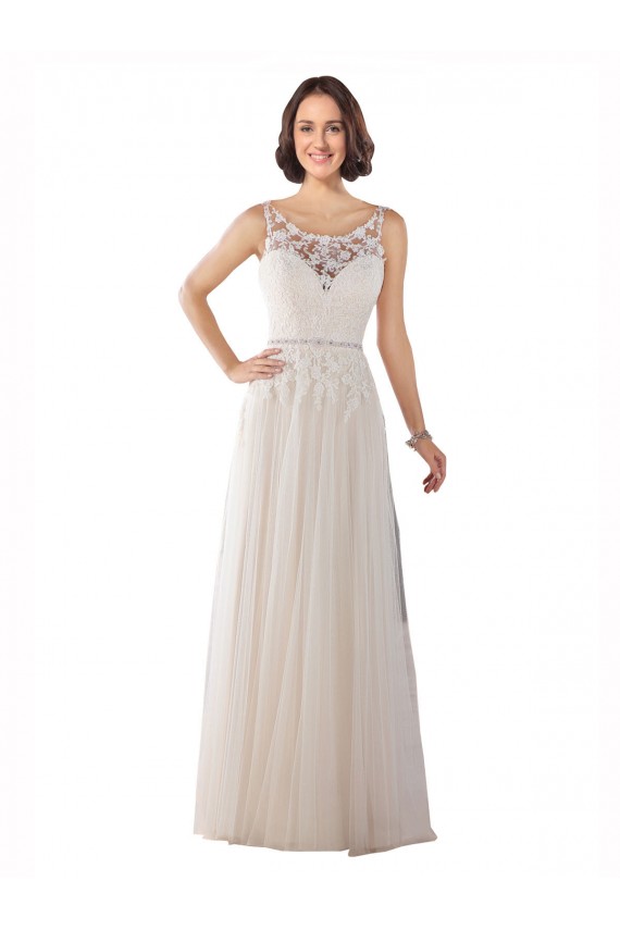 Tulle Sweep Train Illusion Neck A-Line Boho Wedding Dress Sudbury