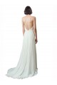 Soft Chiffon & Lace Chapel Train Spaghetti Straps A-Line Beach Wedding Dress Sudbury