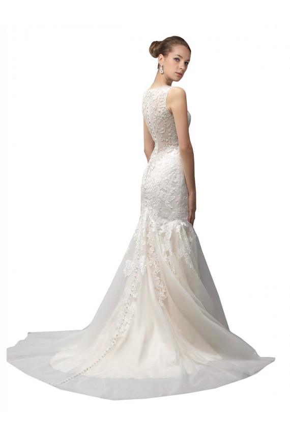 Tulle & Lace Sweep Train Illusion Neck Mermaid Wedding Dress Sudbury