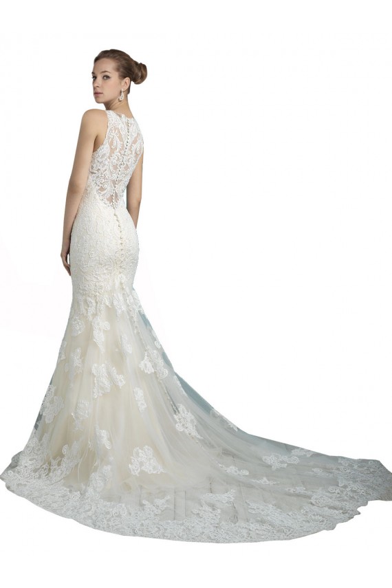 Tulle Chapel Train Illusion Neck Mermaid Beach Wedding Dress Sudbury