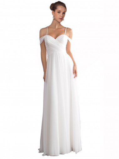 Soft Chiffon Sweep Train Off the Shoulder A-Line Beach Wedding Dress Sudbury
