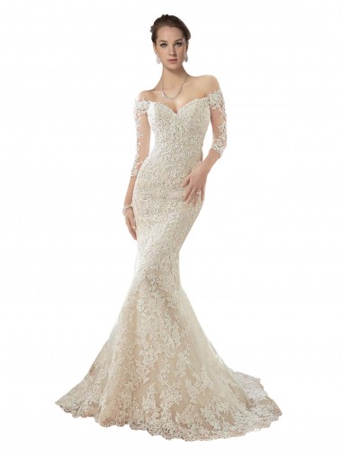 Tulle & Lace Chapel Train Off the Shoulder Mermaid Wedding Dress Sudbury