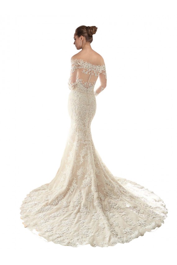 Tulle & Lace Chapel Train Off the Shoulder Mermaid Wedding Dress Sudbury