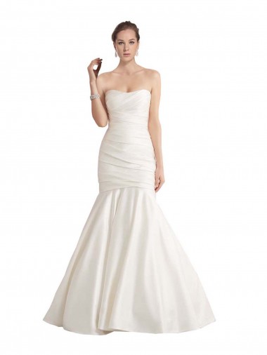 Satin Low Back Chapel Train Strapless Mermaid Beach Wedding Dress Sudbury