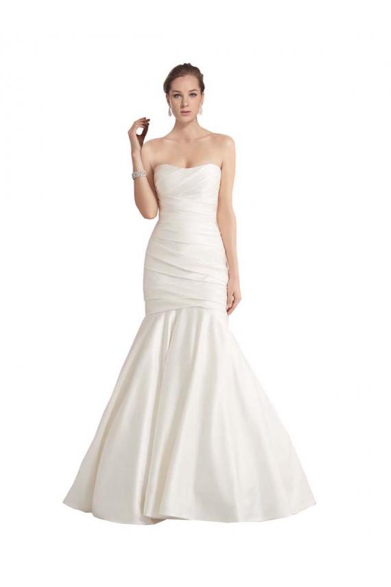 Satin Low Back Chapel Train Strapless Mermaid Beach Wedding Dress Sudbury