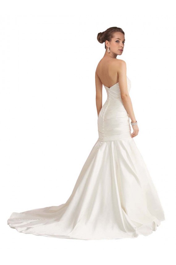 Satin Low Back Chapel Train Strapless Mermaid Beach Wedding Dress Sudbury