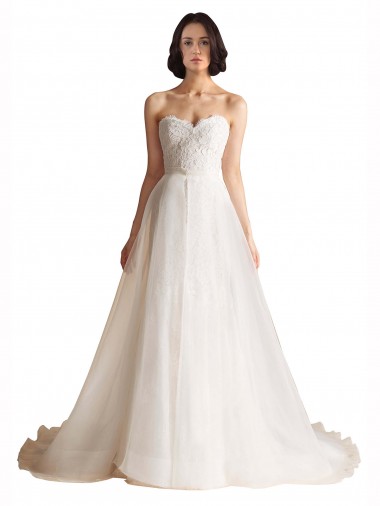 Tulle Low Back Sweep Train Sweetheart A-Line Bridal Wedding Dress Sudbury