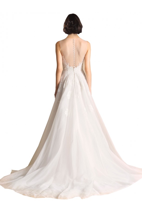 Tulle Chapel Train Illusion Neck A-Line Wedding Dress Sudbury
