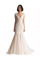 Tulle Low Back Sweep Train V-Neck Mermaid Wedding Dress Sudbury
