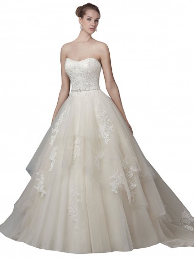 Tulle & Lace Low Back Chapel Train Scoop Neck Ball Gown Wedding Dress Sudbury