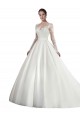 Satin & Lace Cathedral Train Illusion Neck A-Line Wedding Dress Sudbury