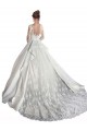 Satin & Lace Cathedral Train Illusion Neck A-Line Wedding Dress Sudbury