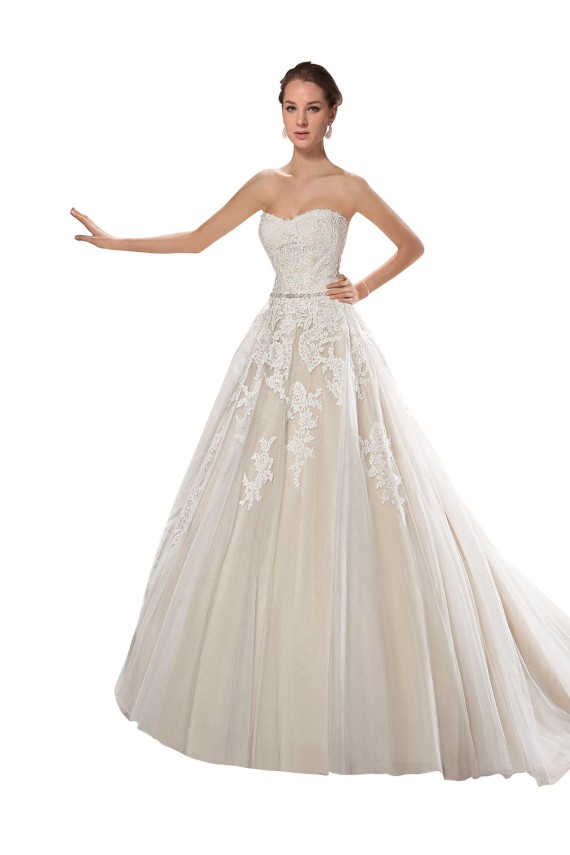 Tulle & Lace Chapel Train Strapless A-Line Wedding Dress Sudbury