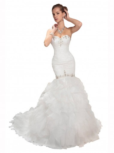 Tulle Chapel Train Sweetheart Mermaid Wedding Dress Sudbury