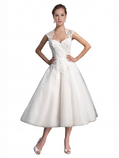 Tulle & Lace Tea Length Sweetheart A-Line Beach Wedding Dress Sudbury