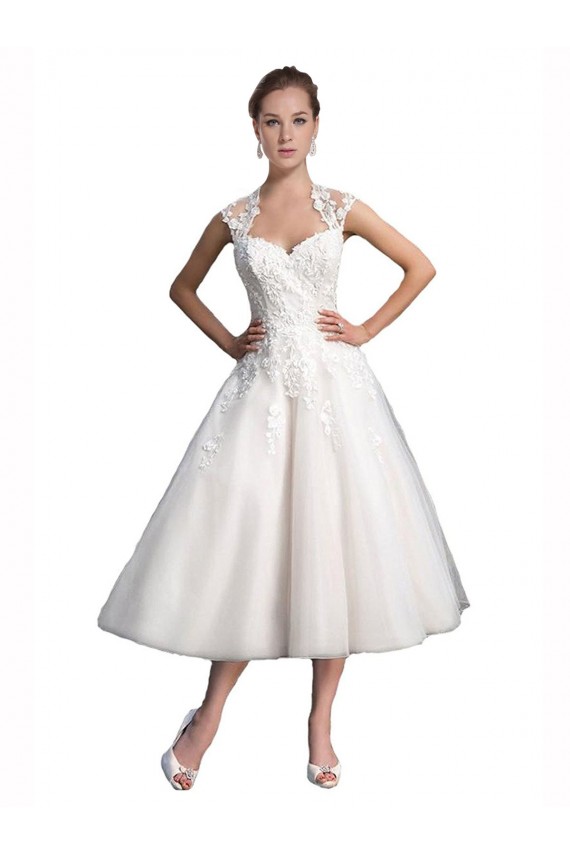 Tulle & Lace Tea Length Sweetheart A-Line Beach Wedding Dress Sudbury