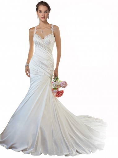 Satin Chapel Train Sweetheart Mermaid Beach Wedding Gowns Sudbury