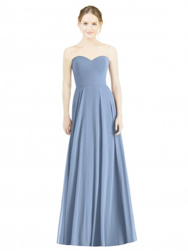 Soft Chiffon Long Sweetheart Dusty Blue A-Line Evening Dress / Bridesmaid Dress Sudbury