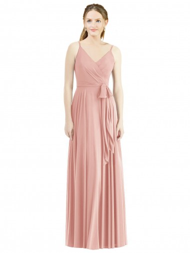 Soft Chiffon Long Spaghetti Straps A-Line Formal Dress / Bridesmaid Dress Sudbury