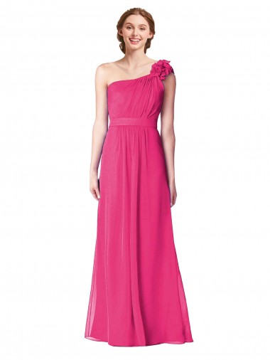 Soft Chiffon Long One Shoulder Azalea A-Line Bridesmaid Gown Sudbury