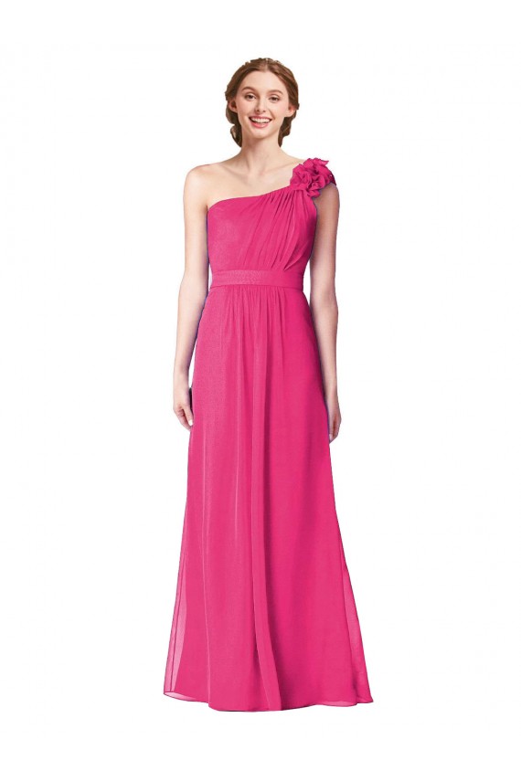 Soft Chiffon Long One Shoulder Azalea A-Line Bridesmaid Gown Sudbury