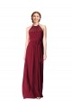 Chiffon Long Halter Neck Burgundy A-Line Evening Gowns / Bridesmaid Dresses Sudbury