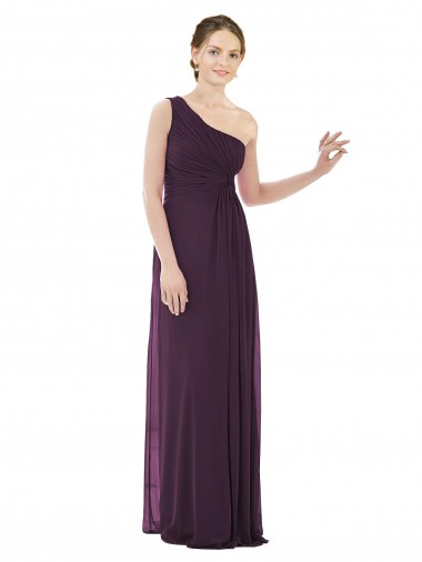 Soft Chiffon Long One Shoulder Grape A-Line Evening Dress / Bridesmaid Dress Sudbury