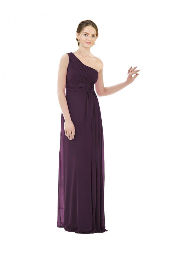 Soft Chiffon Long One Shoulder Grape A-Line Evening Dress / Bridesmaid Dress Sudbury