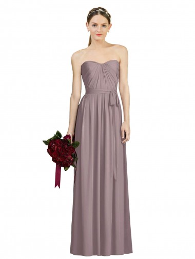 Soft Chiffon Long Sweetheart Dusty Rose A-Line Bridesmaid Dress Sudbury