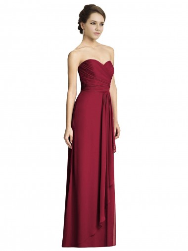 Soft Chiffon Long Sweetheart Burgundy A-Line Formal Dress / Bridesmaid Dress Sudbury