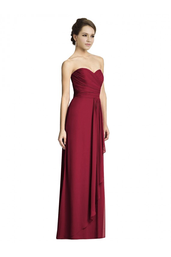 Soft Chiffon Long Sweetheart Burgundy A-Line Formal Dress / Bridesmaid Dress Sudbury