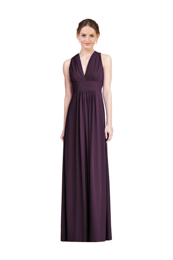 Soft Chiffon Long V-Neck Grape A-Line Bridesmaid Dress Sudbury