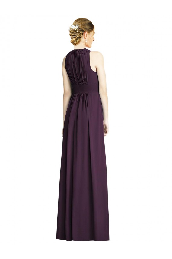 Soft Chiffon Long V-Neck Grape A-Line Bridesmaid Dress Sudbury